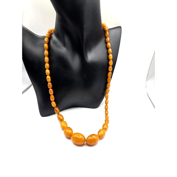 Butterscotch Baltic AMBER beaded Egg York GRADUATED necklace barrel clasp - Picture 9 of 9